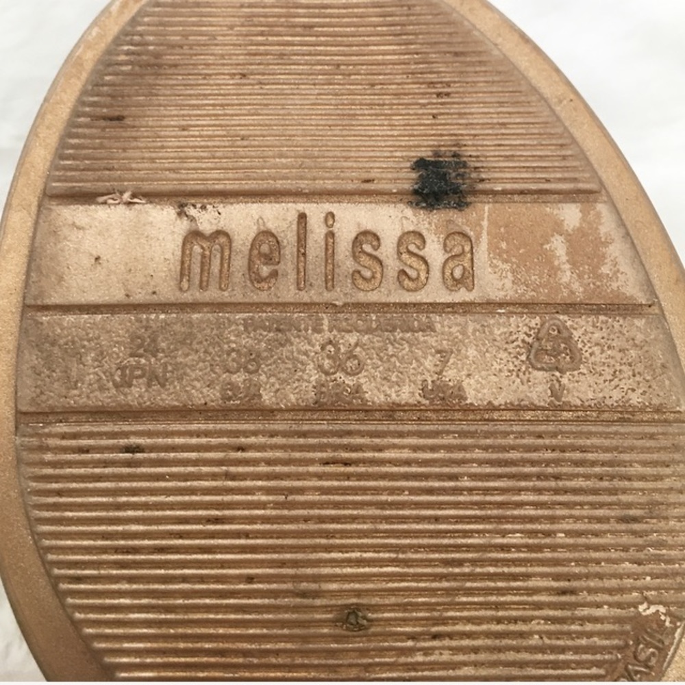 Gold Melissa Waffle Weave Jelly Sandals Shoes - Picture 7 of 8
